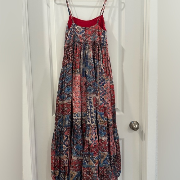 Nikita Mhaisalkar Bohemian Blue and Red Patchwork Tiered Maxi Dress// Size 0 - Picture 5 of 7